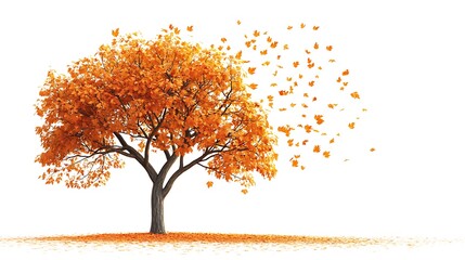 Autumn Tree with Falling Leaves