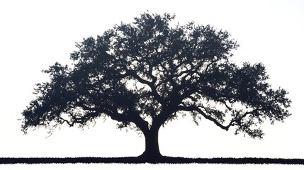 Silhouette of a Majestic Oak Tree