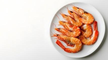 Roasted Shrimp Arranged on a White Plate