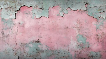 Fototapeta premium worn-out wall with peeling paint and exposed concrete textures