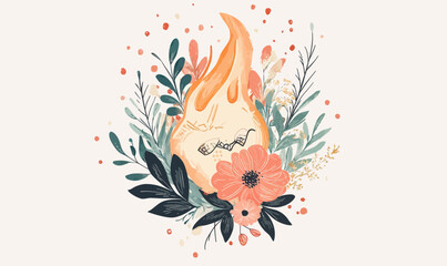 Elegant Watercolor Floral Bouquet with Artistic Leaf Accents for Decorative Use