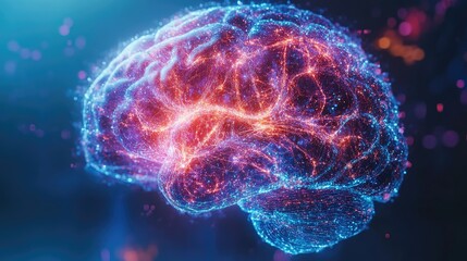Fototapeta premium The Illuminated Mind: A Digital Representation of the Human Brain's Complex Neural Network