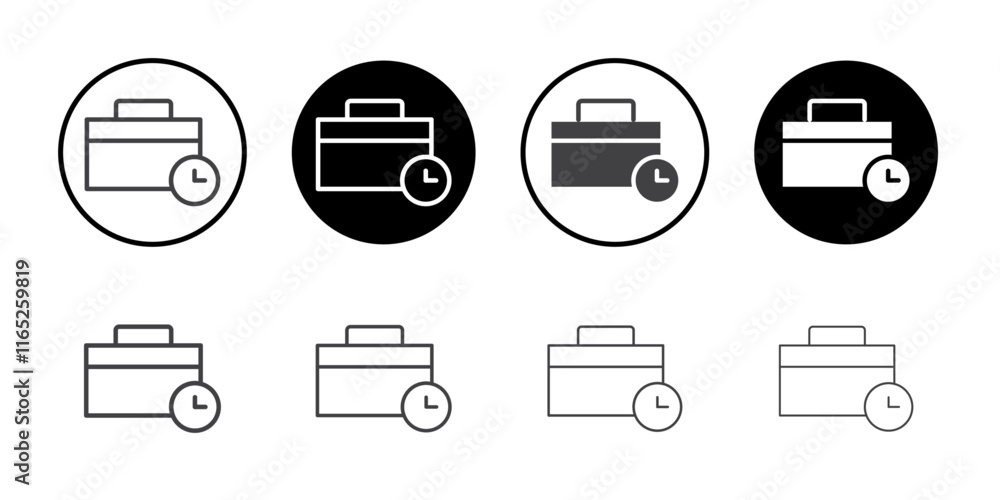 Poster briefcase with clock icon simple vector symbol