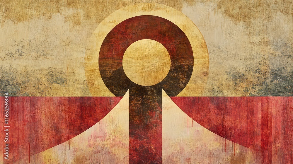 Poster geometric abstract representation of feng shui elements, incorporating the five elements in flowing 