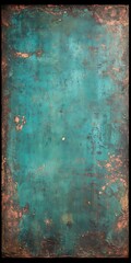 copper sheet with oxidized patina and colorful green streaks