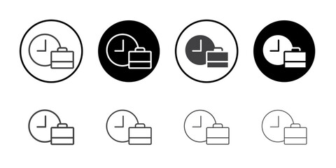 Clock and briefcase icon simple vector symbol