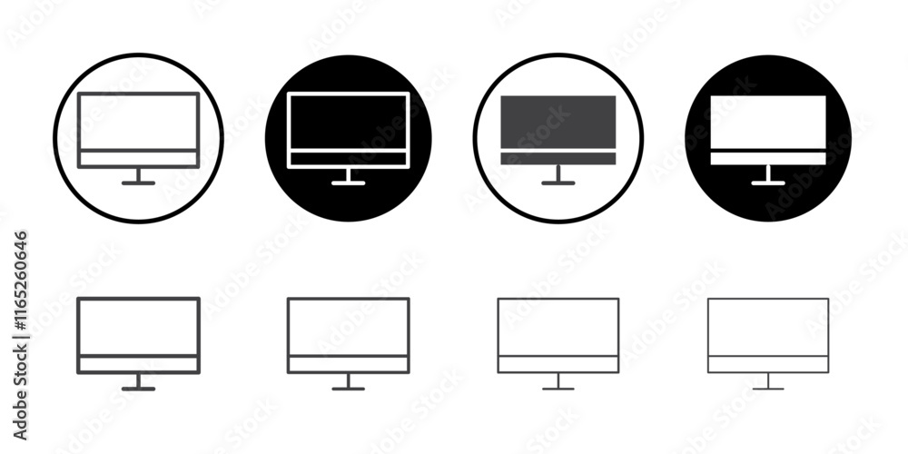 Poster desktop computer icon simple vector symbol