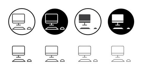 Desktop computer icon simple vector symbol