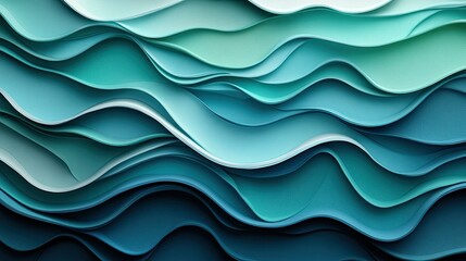 Fototapeta premium Abstract Teal Wave Pattern: A Serene Digital Artwork