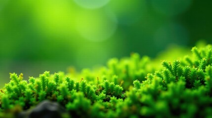 Vibrant Green Moss Close-Up in a Natural Setting