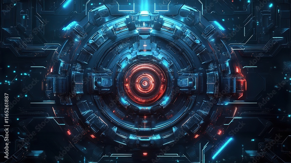 Poster futuristic cyber space background with multifunctional design elements