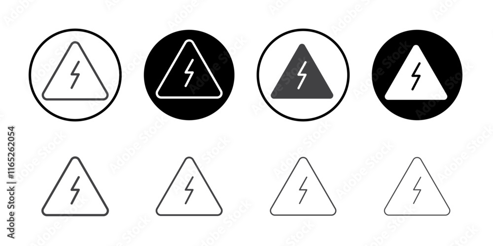 Poster lightning bolt inside a triangle icon simple vector symbol