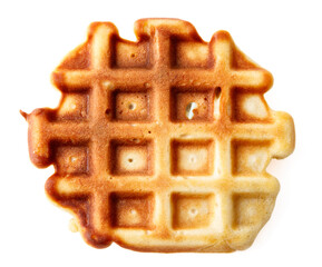A waffle is shown with a burnt crust and a slightly burnt center