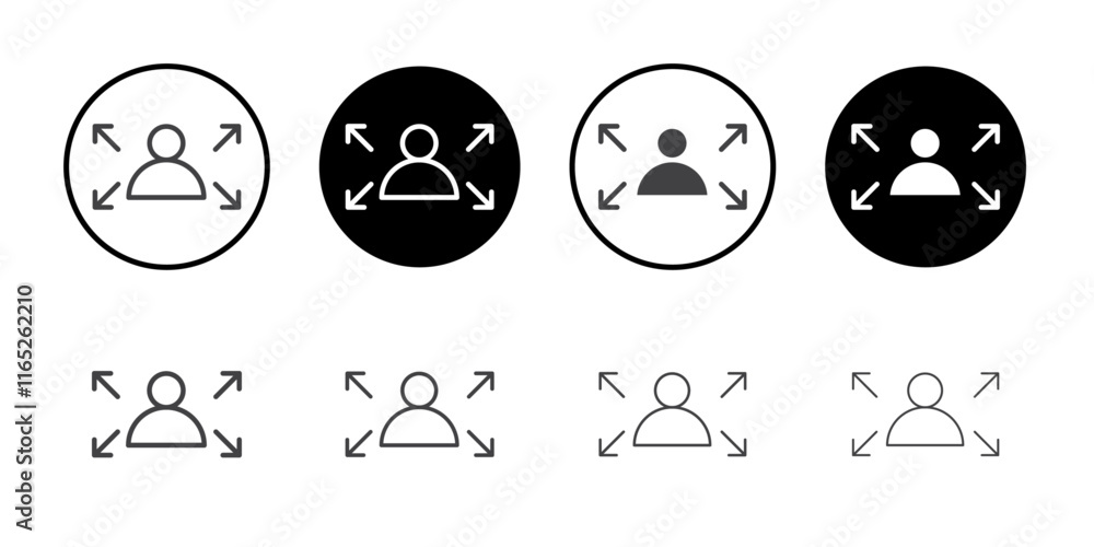 Poster man with arrows in four directions icon simple vector symbol