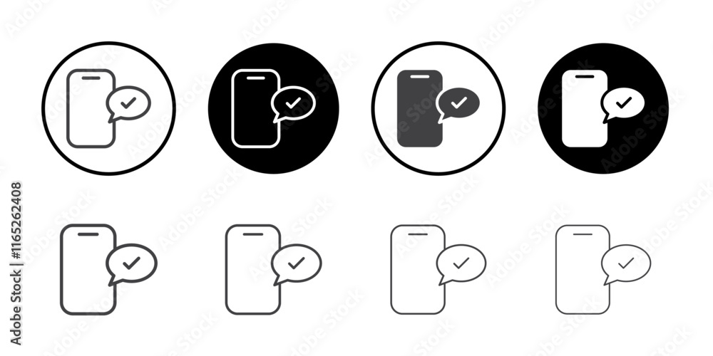Poster mobile phone approval message icon simple vector symbol