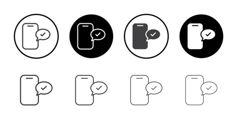 Mobile phone approval message icon simple vector symbol