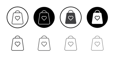 Shopping bag with heart icon simple vector symbol