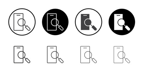Smartphone with a magnifying glass icon simple vector symbol