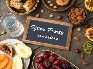 Iftar Party Invitation with Traditional Ramadan Food