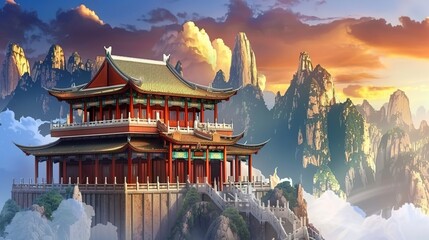 Obraz premium Art prints chinese temple fantasy background