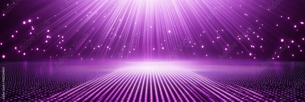 Aufkleber a background of glowing purple light rays on the top and bottom with a grid pattern. a shiny, modern