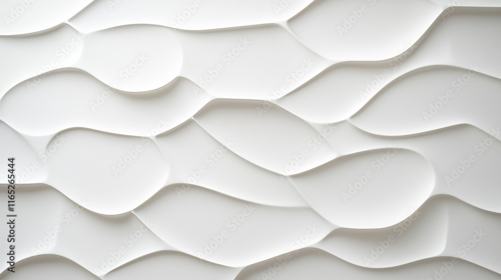Poster textured white wall with flowing wave patterns creating modern look