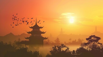 Obraz premium Asia Oriental Fantasy landscape chinese temple fant