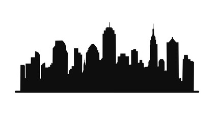 Naklejka premium City skyline silhouette vector on white background