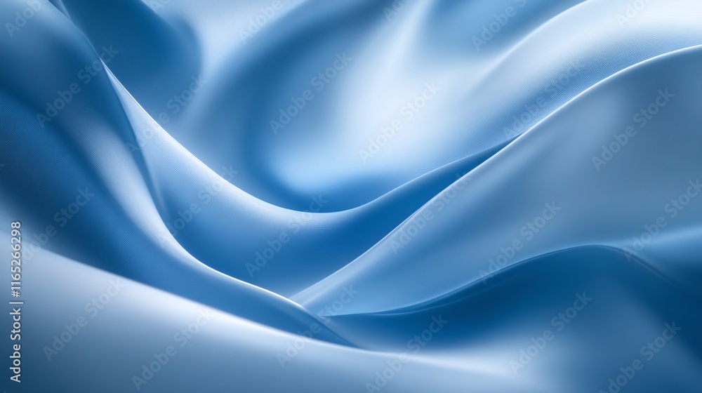 Aufkleber flowing blue silk fabric creating smooth waves: elegant textile background