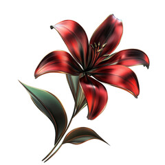 Fototapeta premium Vibrant red lily flower nature scene digital art floral design close-up beauty and elegance