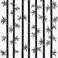 Bamboo pattern vector graphics, close-up, monochrome black and white, pure lines, uniform line thickness, vector,