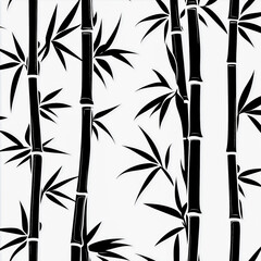 Bamboo pattern vector graphics, close-up, monochrome black and white, pure lines, uniform line thickness, vector,