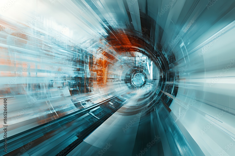 Poster abstract futuristic tunnel design showing speed and technology