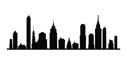 City skyline silhouette vector on white background
