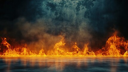 Fire Burning on Empty Concrete Floor in High Resolution Background