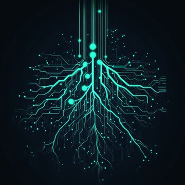 Abstract digital roots network graphic.