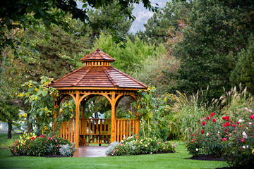 Cedar Gazebo Backyard Garden Park Rose Garden