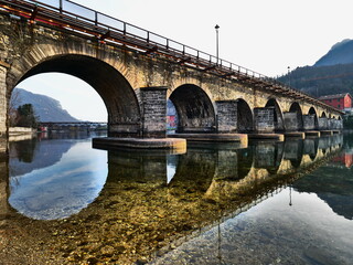 Historic medieval bridge in Lecco called 
