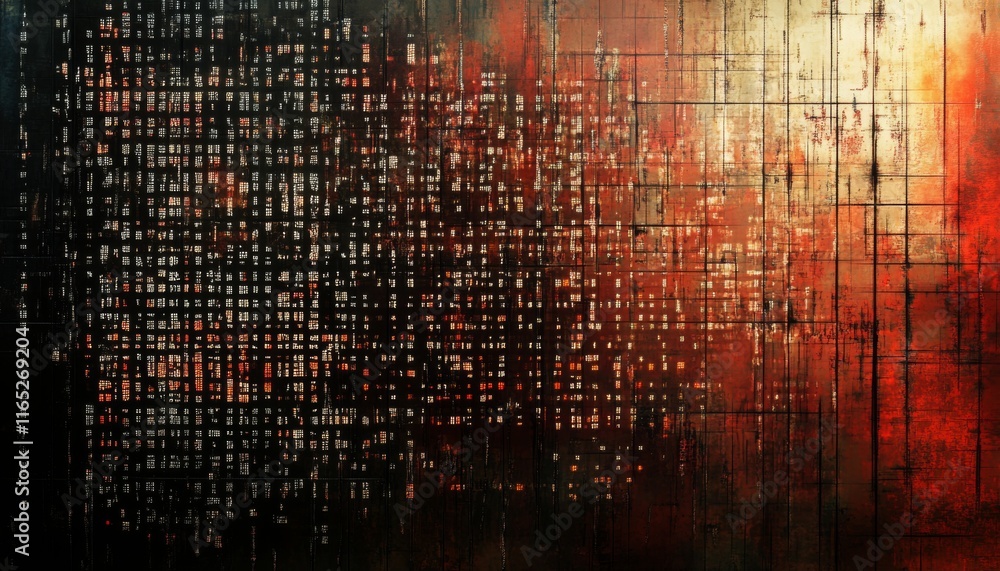 Poster abstract red and black grid pattern texture background.