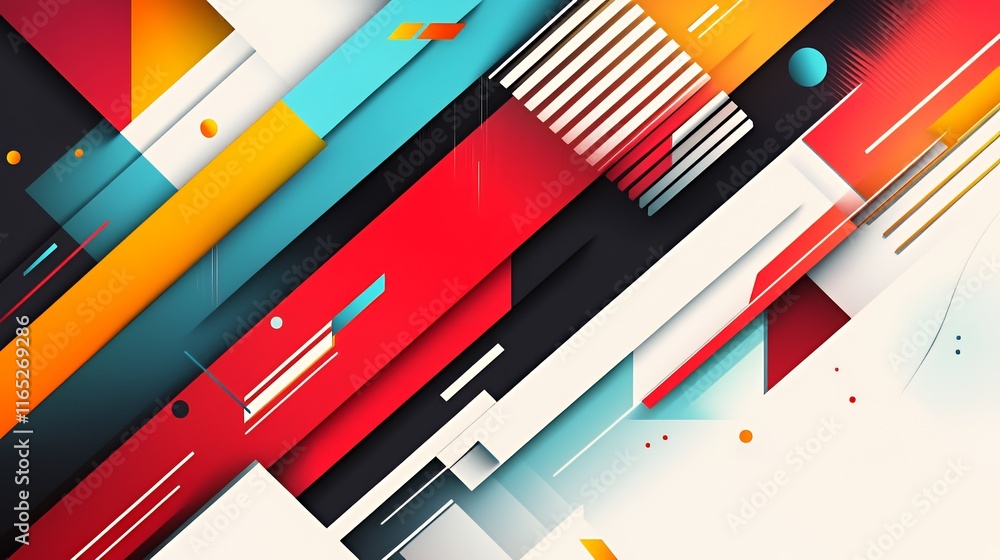 Poster abstract colorful geometric design with diagonal lines