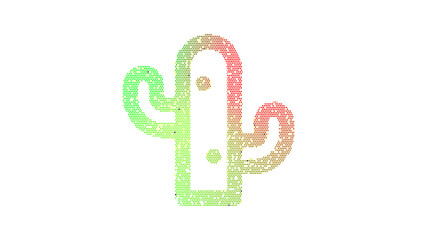 Icon cactus is made up of LED square shapes. There are bright diodes and there are black dead diodes