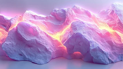 Selbstklebende Fototapeten Abstract glowing pink and orange light illuminating white rock formations. © The
