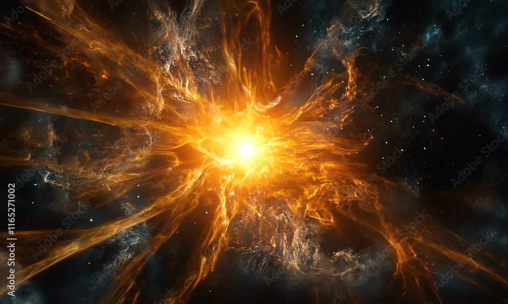 Wall mural cosmic explosion fiery nebula stellar burst galactic phenomenon supernova space art