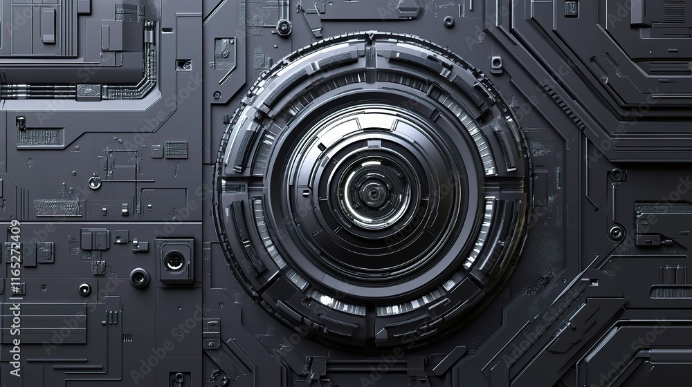 Poster futuristic cyber space material with multifunctional design elements