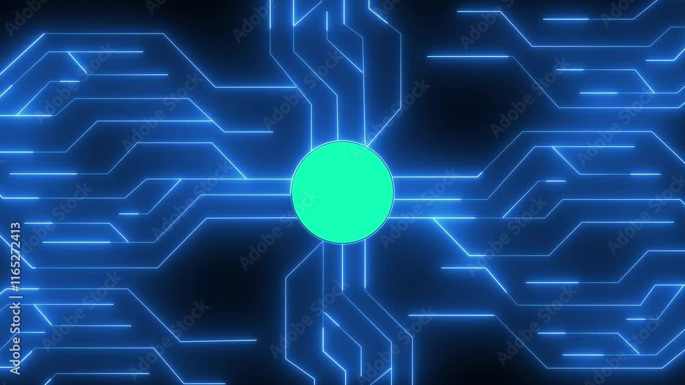 Poster artificial intelligence concept. animation of circuit board. hud future technology digital backgroun