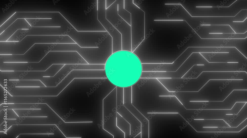 Poster artificial intelligence concept. animation of circuit board. hud future technology digital backgroun