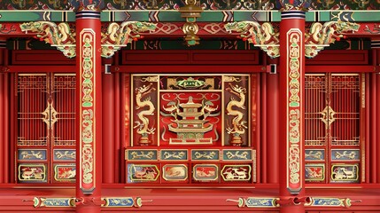 Fototapeta premium Fantasy art Oriental chinese temple fantasy