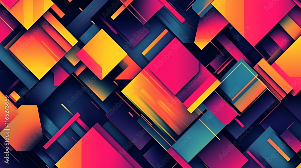 Poster abstract colorful geometric shapes design pattern