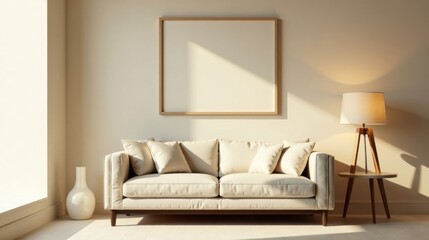 Serene Living Room Interior Design with Neutral Tones and Natural Light