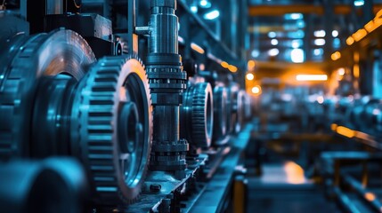 Naklejka premium Industrial Machinery in Bluish Background with Detailed Gears